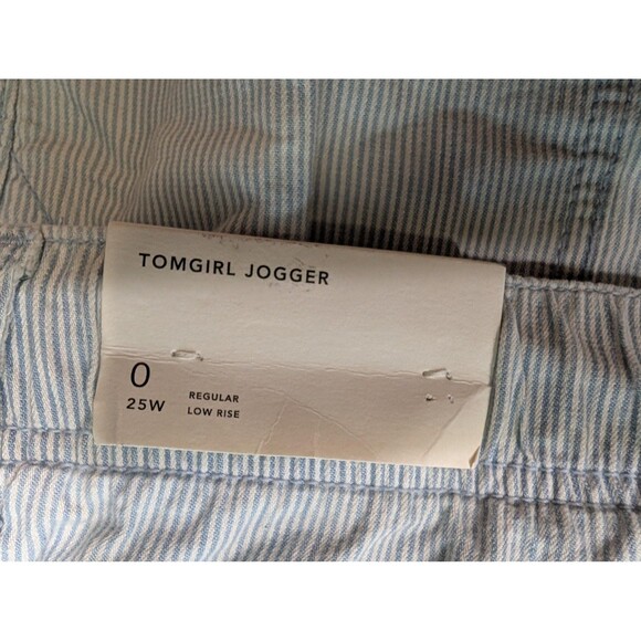 American‎ Eagle Tomgirl Jogger Pants Womens 0 Blue Striped Drawstring Casual 25W - Picture 5 of 9